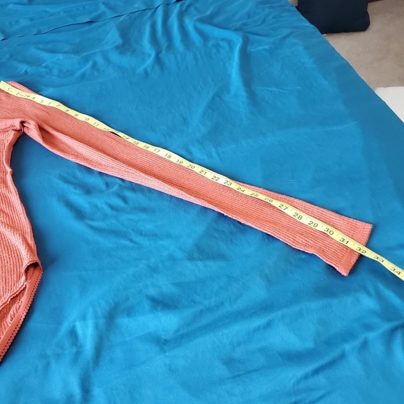 Free People New Burnt Orange Fall Long Sleeve Turtle Neck Ribbed Bodysuit L - Picture 5 of 6